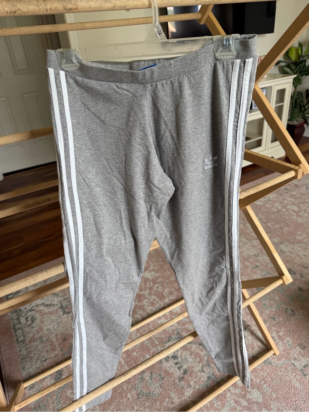 Adidas Gray 3-Stripe leggings
